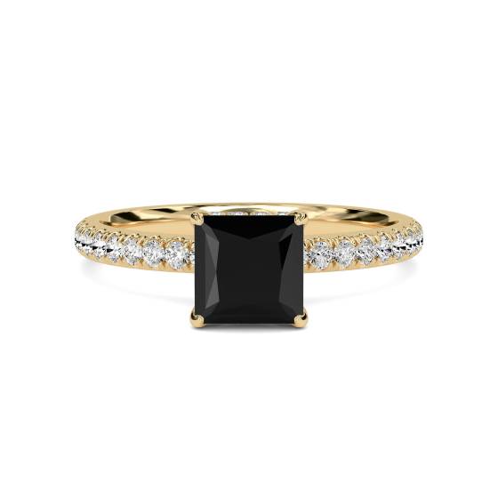 Princess Black Diamond Halo Ring