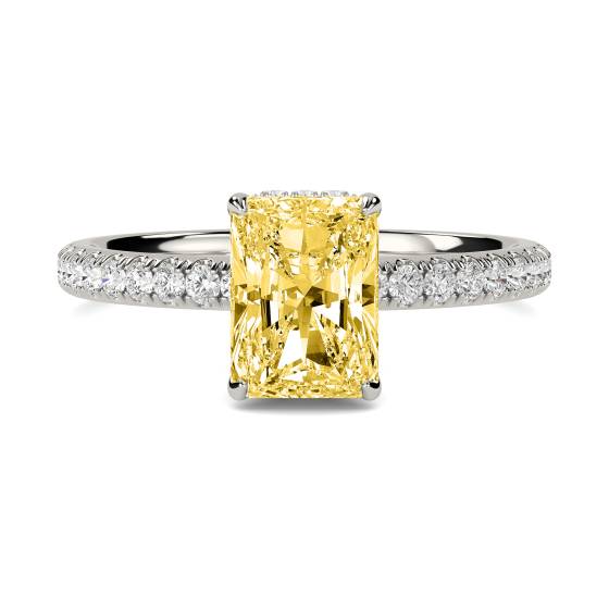 Radiant Yellow Diamond Halo Shoulder Set Ring