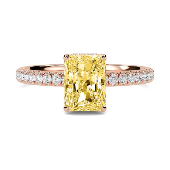 Radiant Yellow Diamond Halo Shoulder Set Ring