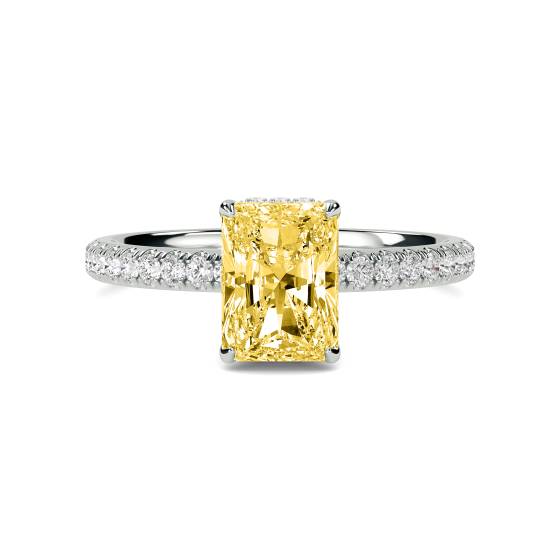 Radiant Yellow Diamond Halo Shoulder Set Ring