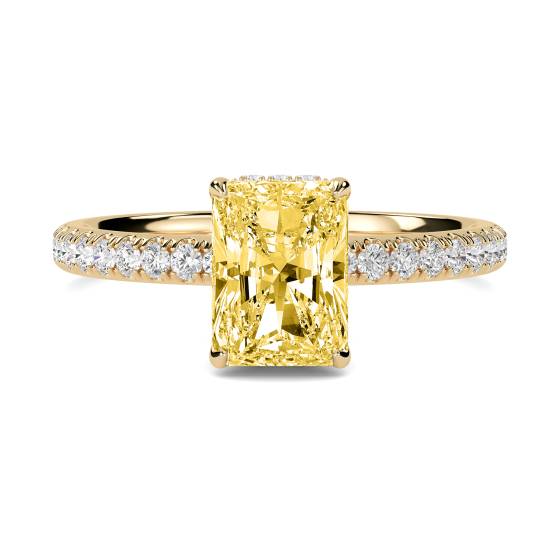 Radiant Yellow Diamond Halo Shoulder Set Ring