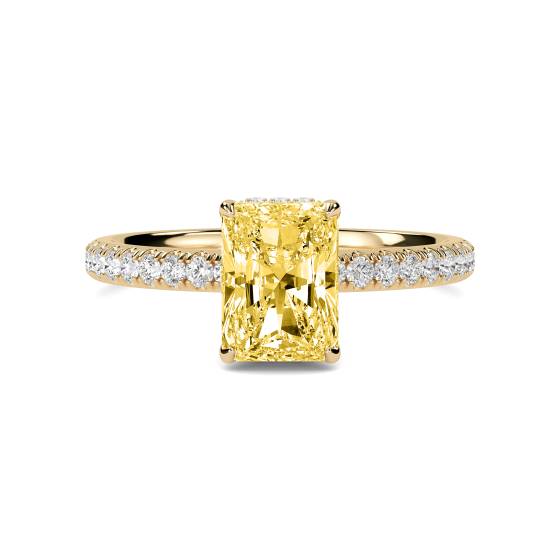 Radiant Yellow Diamond Halo Shoulder Set Ring