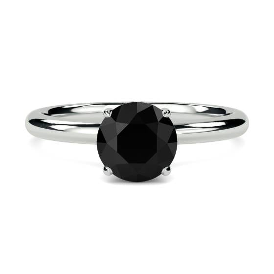 Round Black Diamond Halo Ring