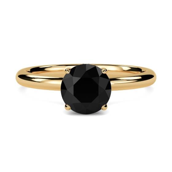 Round Black Diamond Halo Ring