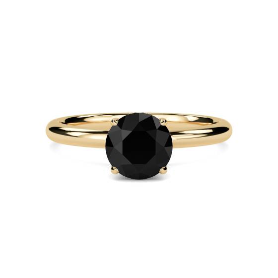 Round Black Diamond Halo Ring
