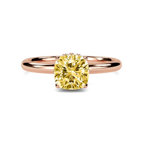 Cushion Yellow Diamond Halo Ring