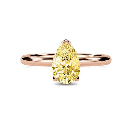 Pear Yellow Diamond Halo Ring