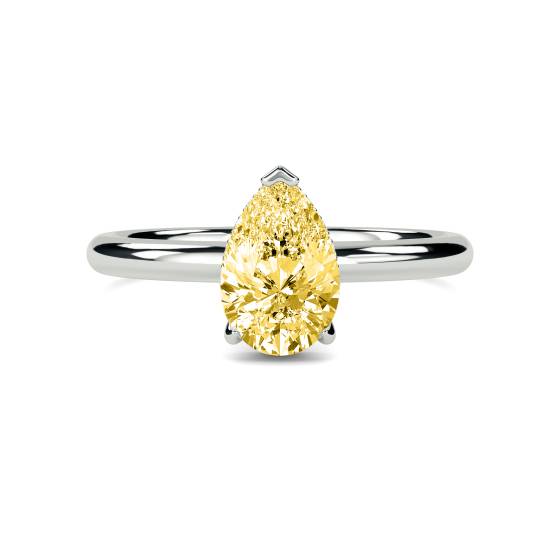 Pear Yellow Diamond Halo Ring