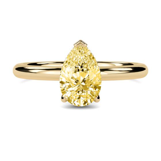 Pear Yellow Diamond Halo Ring