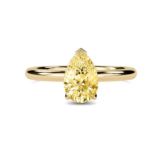 Pear Yellow Diamond Halo Ring