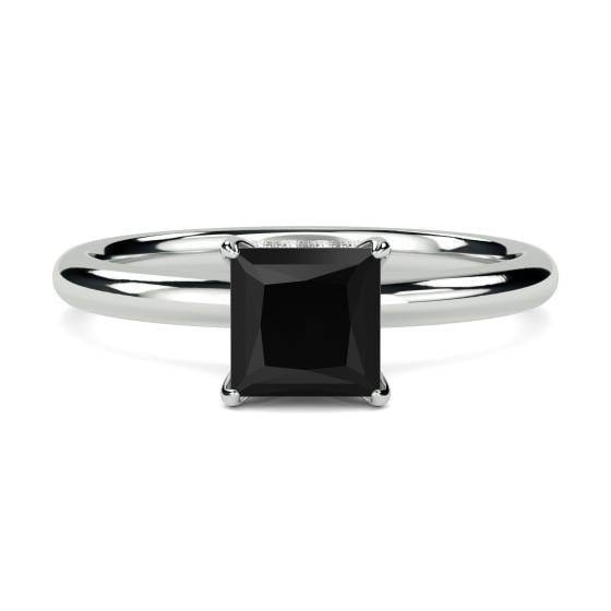 Princess Black Diamond Hidden Halo Ring