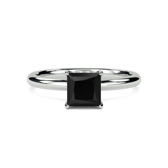 Princess Black Diamond Hidden Halo Ring
