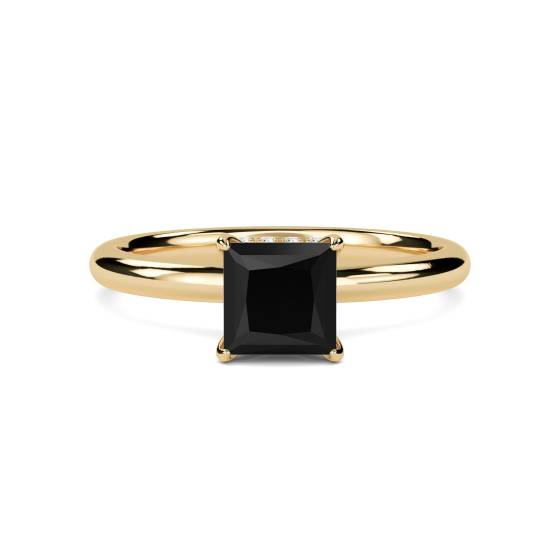 Princess Black Diamond Hidden Halo Ring