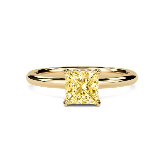 Princess Yellow Diamond Halo Ring