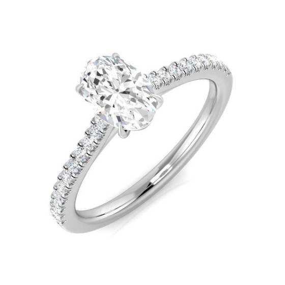0.74ct SI1/G Oval cut Natural Diamond Shoulder Set Engagement Ring in Platinum