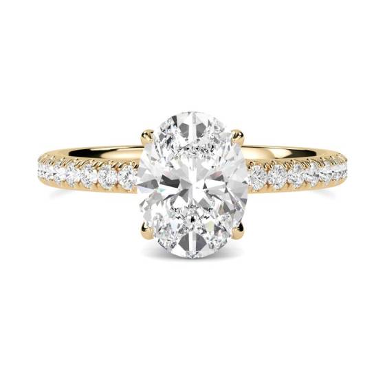 GIA Certified 1.40ct VVS2/F Oval Diamond High Set Hidden Halo Shoulder Set Ring