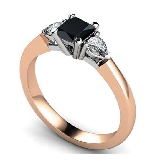 Princess Black Diamond Trilogy Ring