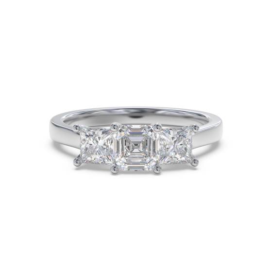 Traditional Asscher Diamond Trilogy Ring