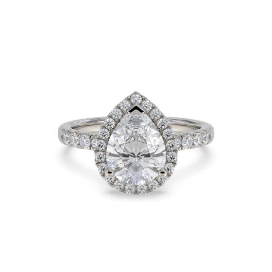 Pear Diamond Single Halo Shoulder Set Ring