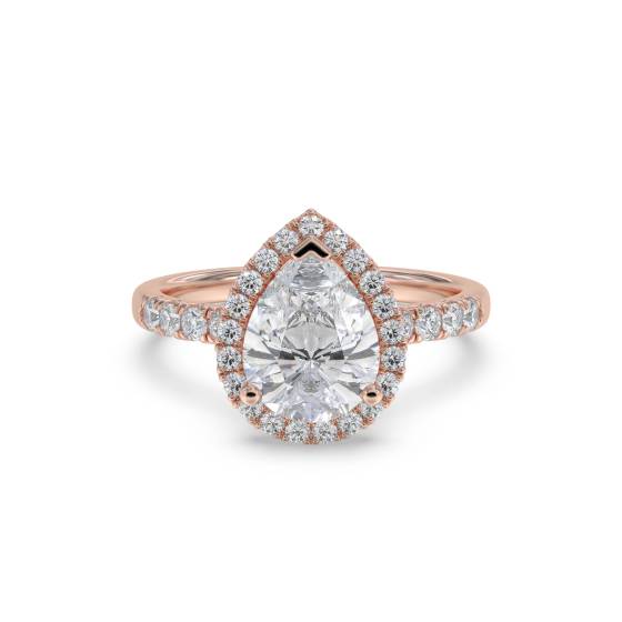 Pear Diamond Single Halo Shoulder Set Ring