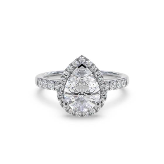 Pear Diamond Single Halo Shoulder Set Ring
