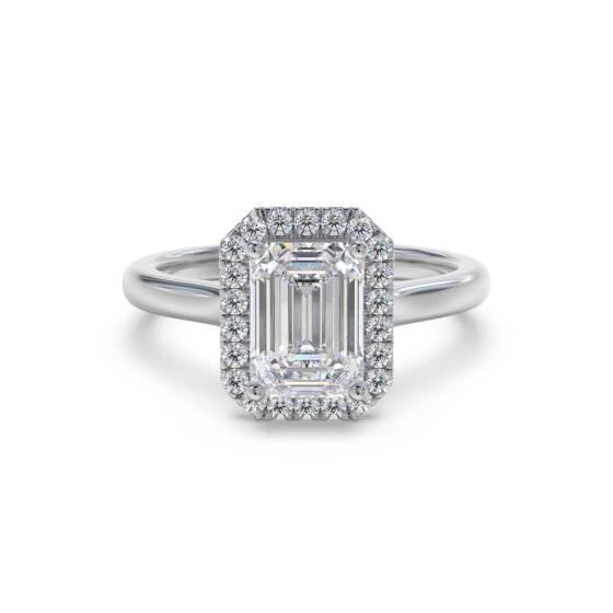 Emerald Diamond Single Halo Ring