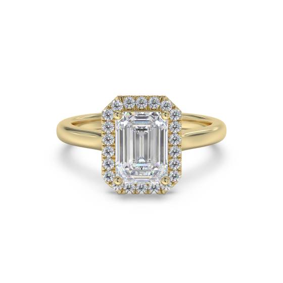 Emerald Diamond Single Halo Ring