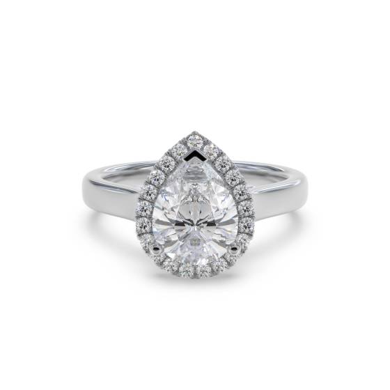 Pear Diamond Single Halo Ring