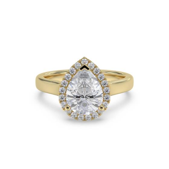 Pear Diamond Single Halo Ring