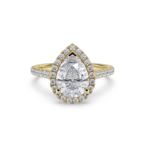 Pear Diamond Single Halo Shoulder Set Ring