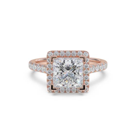 Princess Diamond Single Halo Shoulder Set Ring