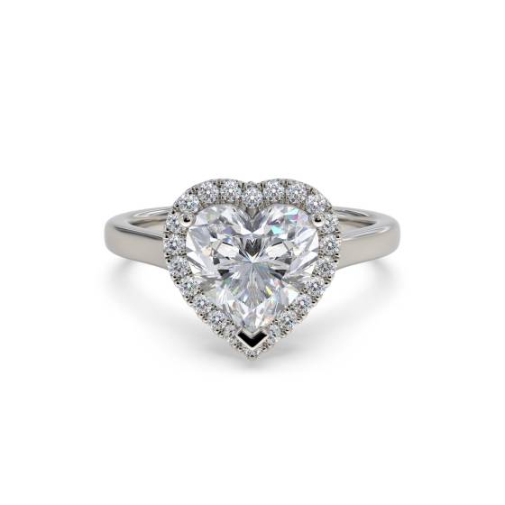 Heart Diamond Single Halo Ring