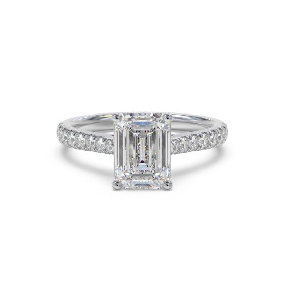 Emerald Diamond Shoulder Set Ring