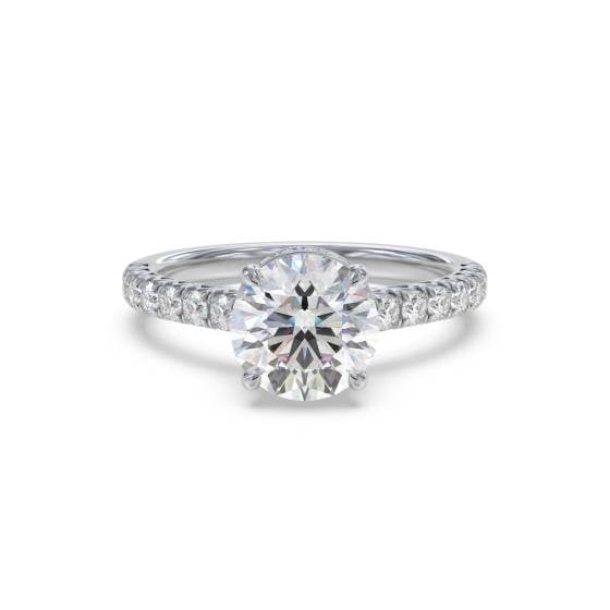 Round Diamond Single Hidden Halo Shoulder Set Ring