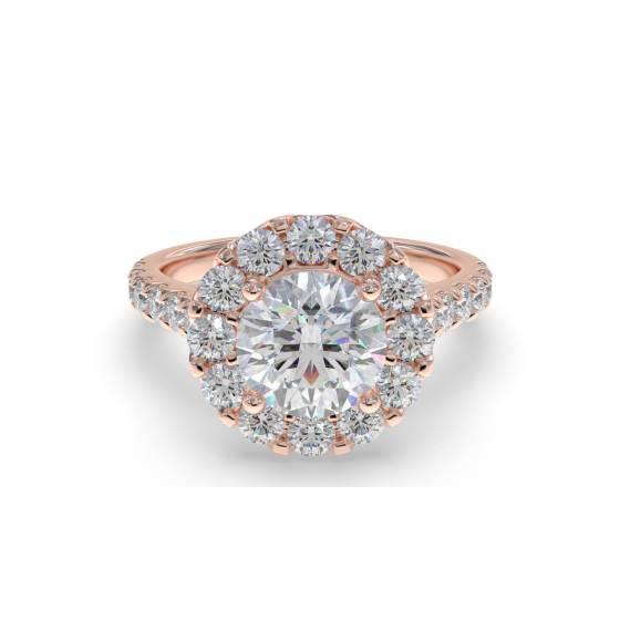Round Diamond Single Halo Shoulder Set Ring
