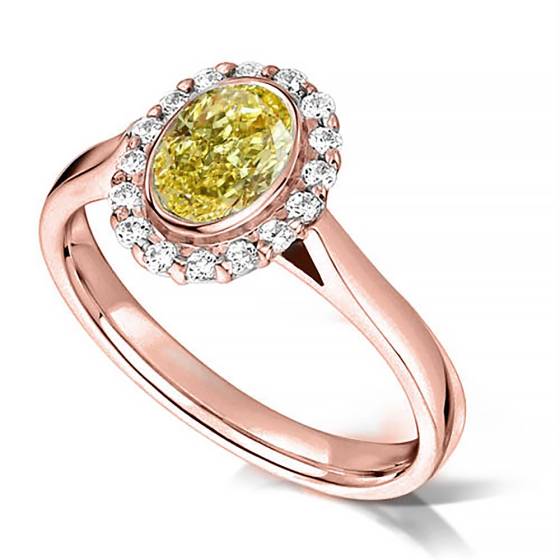 Fancy Yellow Oval Diamond Shoulder Set Ring