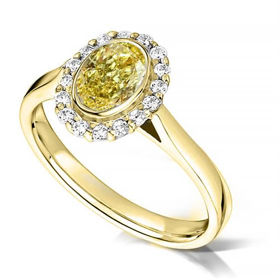 Fancy Yellow Oval Diamond Shoulder Set Ring