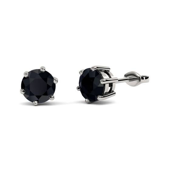 Round Black Diamond Earrings