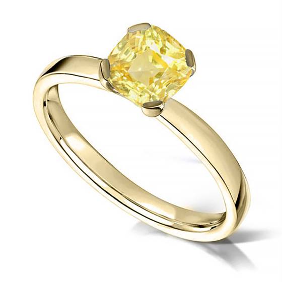 Elegant Fancy Yellow Cushion Diamond Engagement Ring