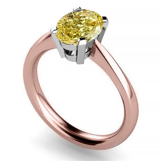 Fancy Yellow Oval Diamond Solitaire Ring
