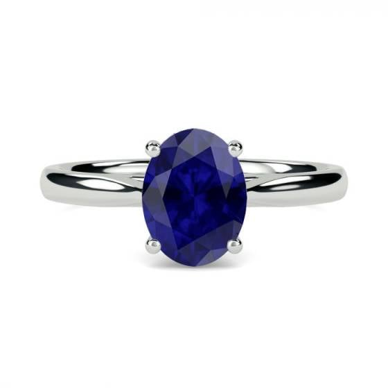 Fancy Blue Sapphire Oval Diamond Solitaire Ring