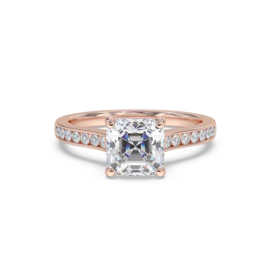 Asscher Diamond Shoulder Set Ring