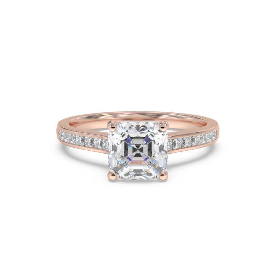 Asscher Diamond Shoulder Set Ring