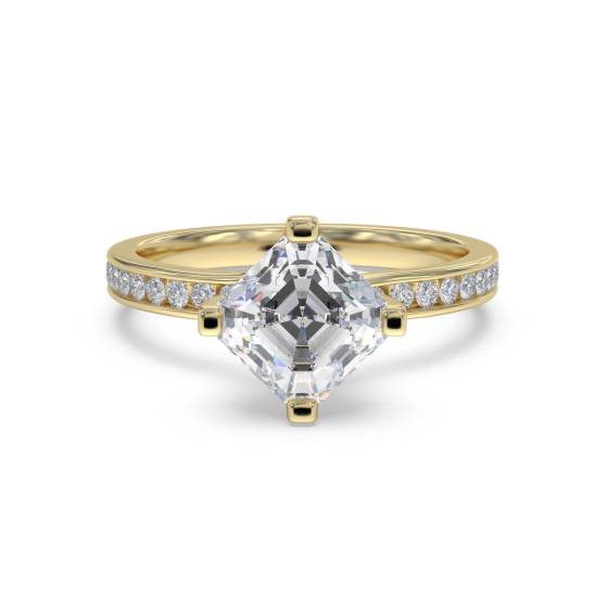 Asscher Diamond Shoulder Set Ring