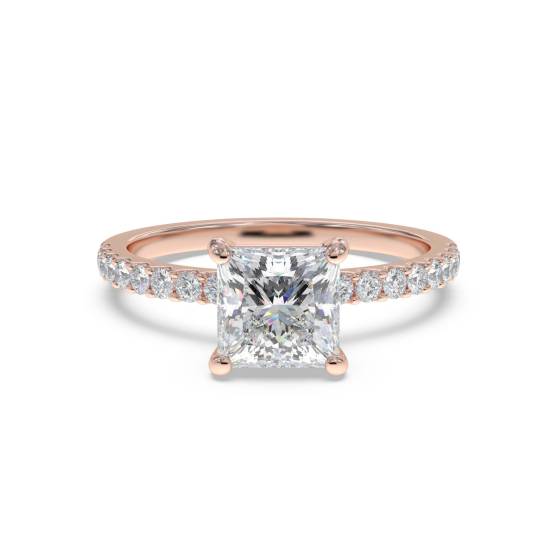 Princess Diamond Shoulder Set Ring