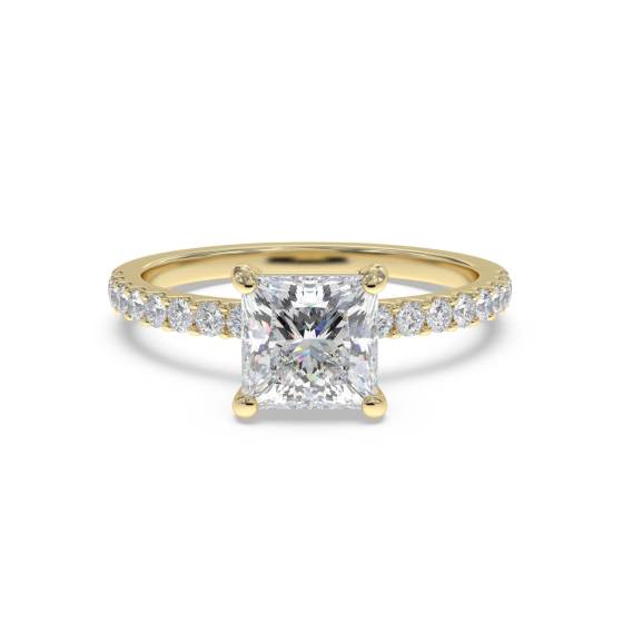 Princess Diamond Shoulder Set Ring