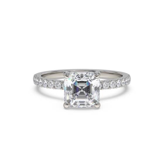 Asscher Diamond Shoulder Set Ring