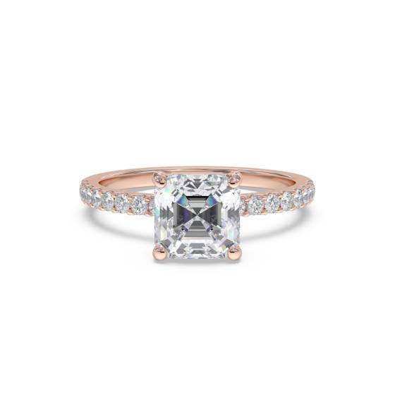 Asscher Diamond Shoulder Set Ring
