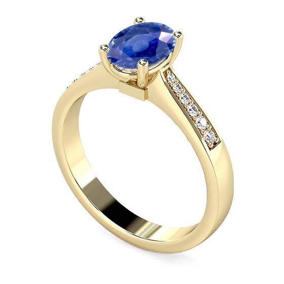 Oval Blue Sapphire and Shoulder Set Ring