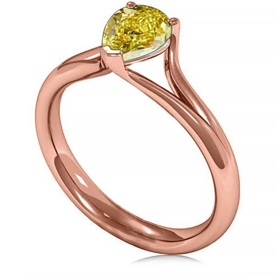 Fancy Yellow Pear Diamond Halo Ring
